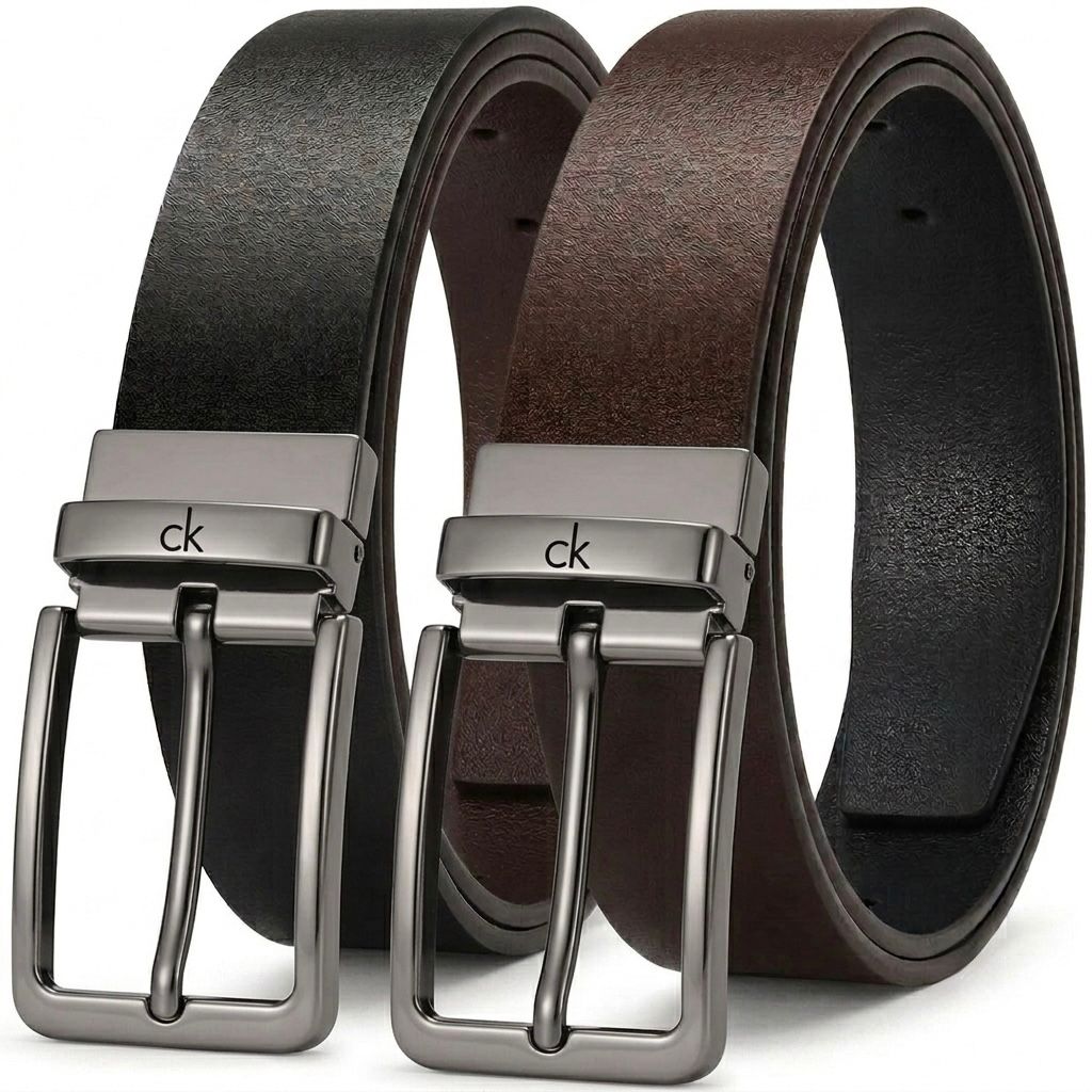 Pur leather belt 2side