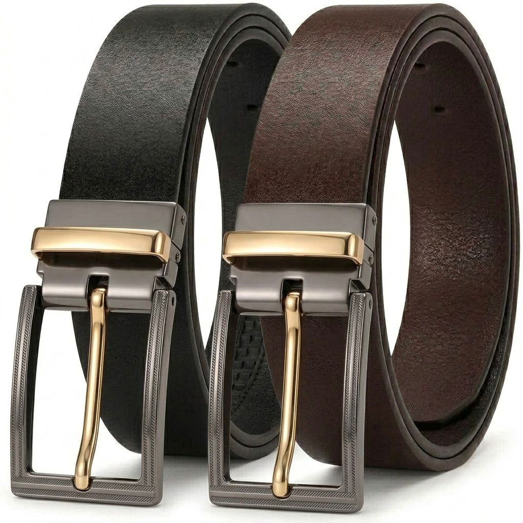 Pur leather belt 2side