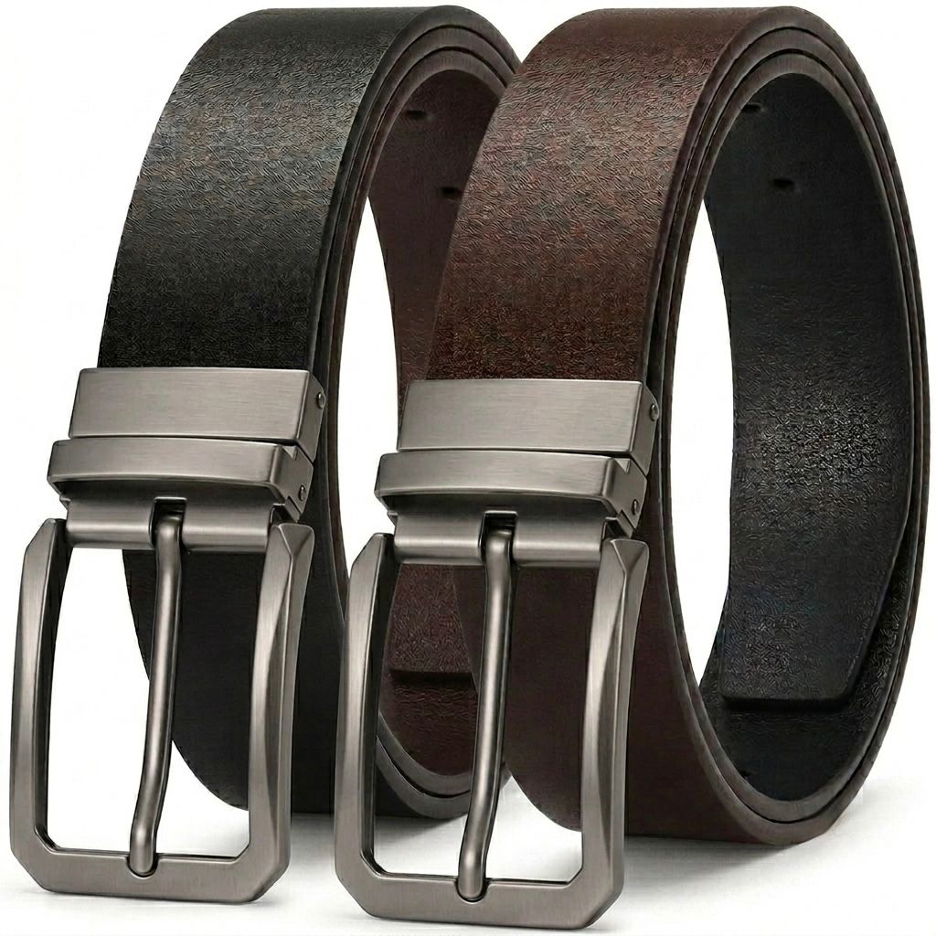 Pur leather belt 2side