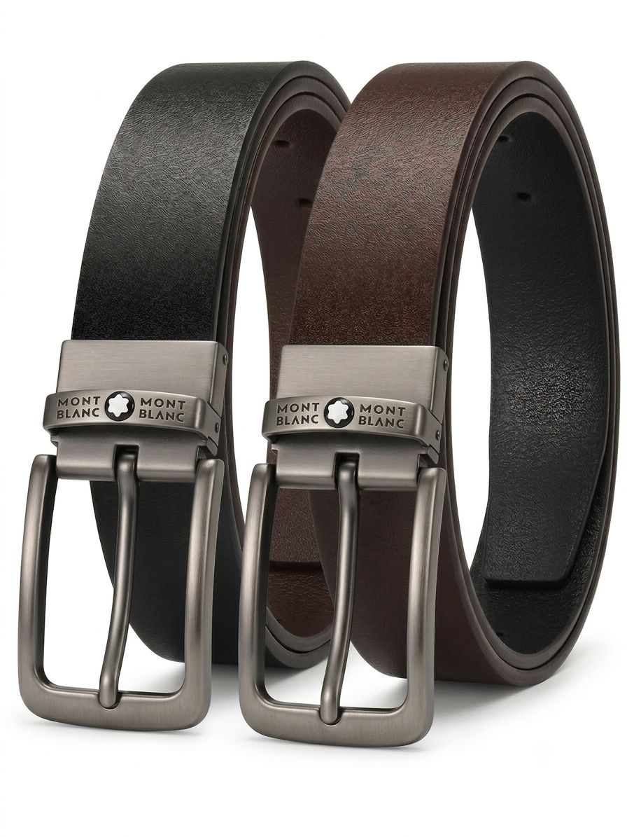 Pur leather belt 2side