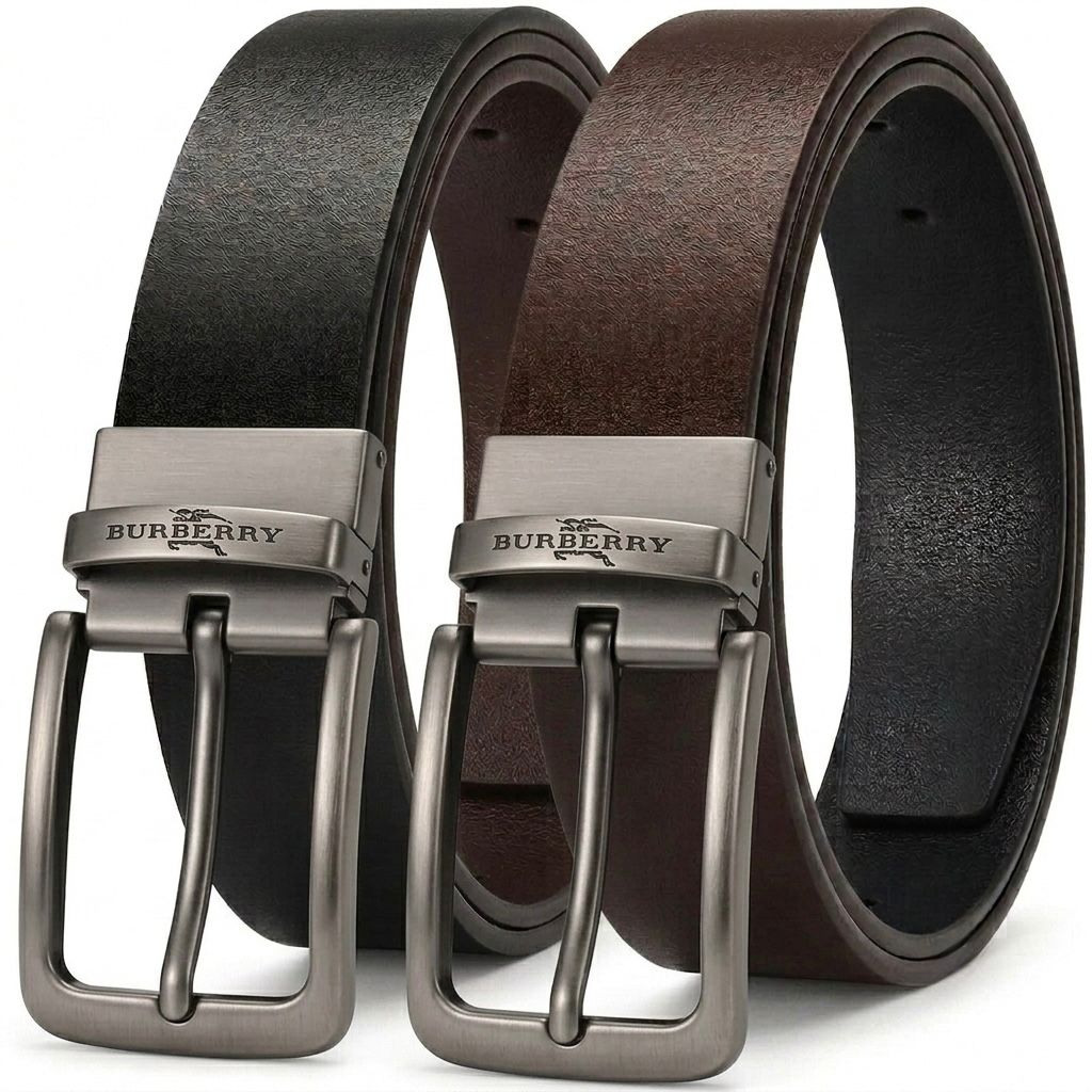 Pur leather belt 2side